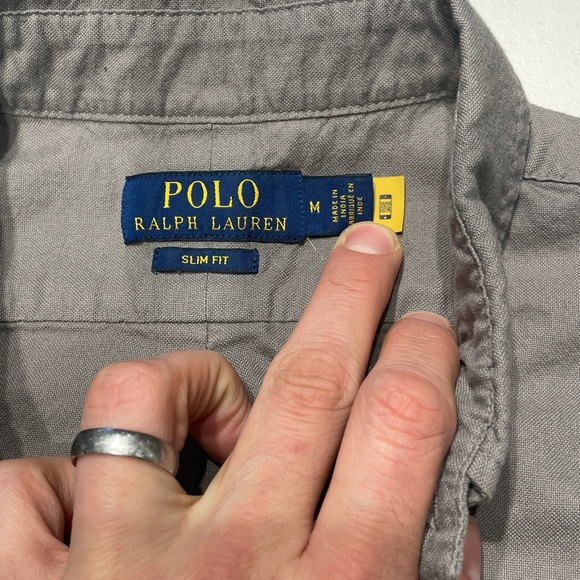 Ralph Lauren size Medium Slim fit Gray Oxford Cloth Button Down Shirt. - Picture 2 of 13